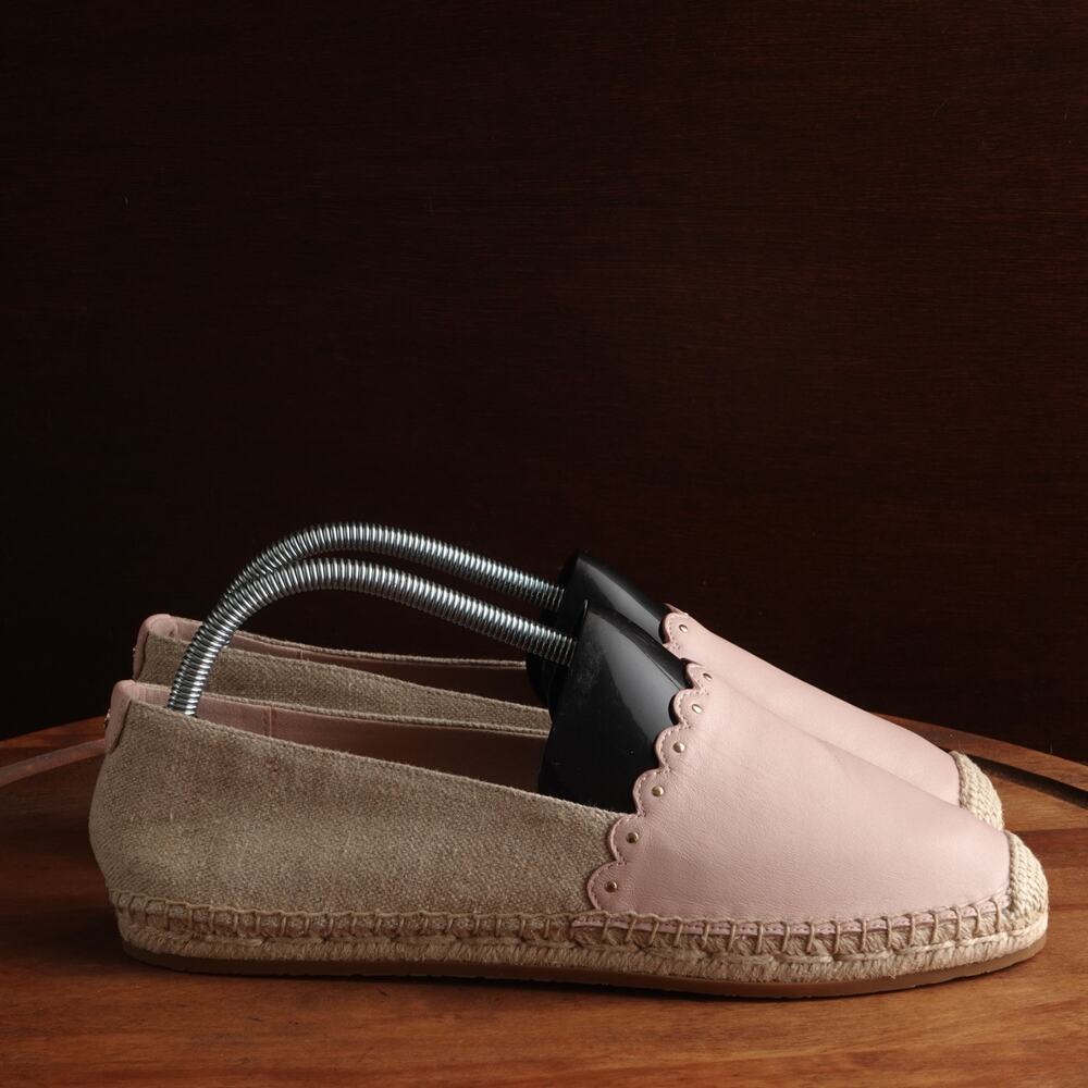Kate‎ Spade Flats WMS SZ 10 B Pink Beige Leather Espadrille Coastal Resort Shoes